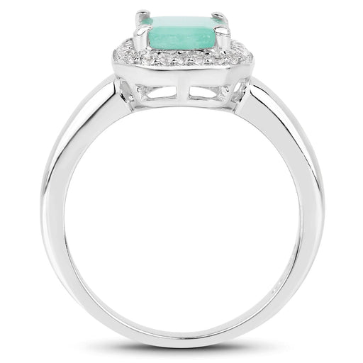 Bids.com 1.73 Carat Genuine Emerald & White Topaz .925 Sterling Silver Ring Rings