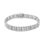 Bids.com .925 Sterling Silver 1.00 Cttw Diamond Multi Row Heart Link Bracelet (H-I Color, I1-I2 Clarity) - 7.25" Inches Bracelets