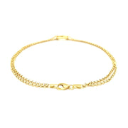 Bids.com 14k Yellow Gold Double Rolo Chain Anklet with an Open Heart Station Accessories