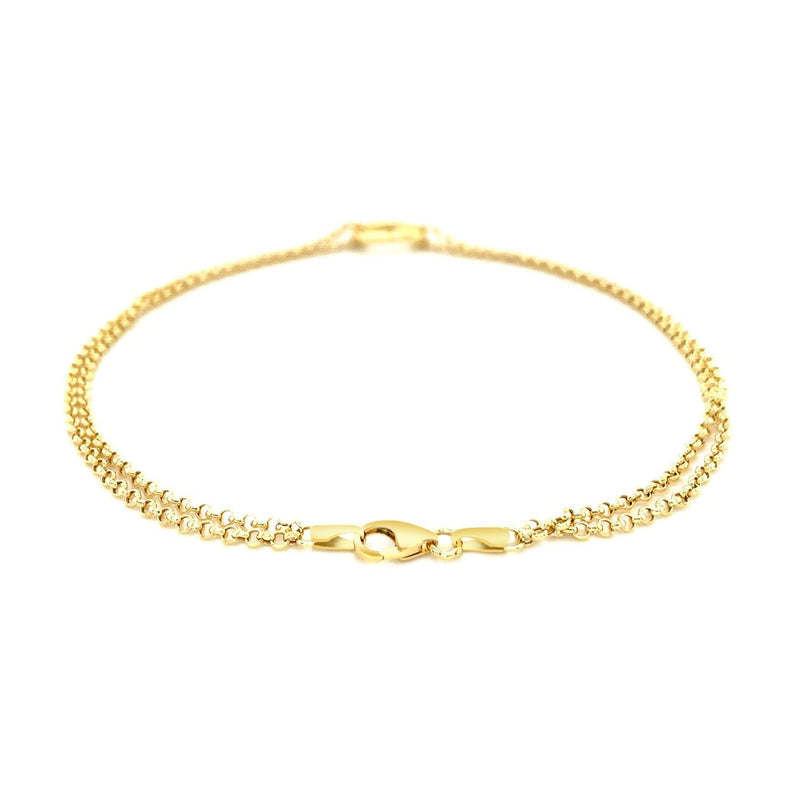 Bids.com 14k Yellow Gold Double Rolo Chain Anklet with an Open Heart Station Accessories