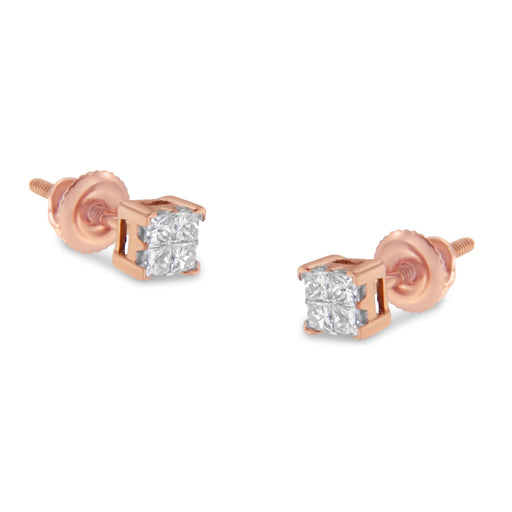 Bids.com 10KT Yellow Gold Princess Diamond Stud Earring (1/4 cttw, J-K Color, I1-I2 Clarity) Earrings