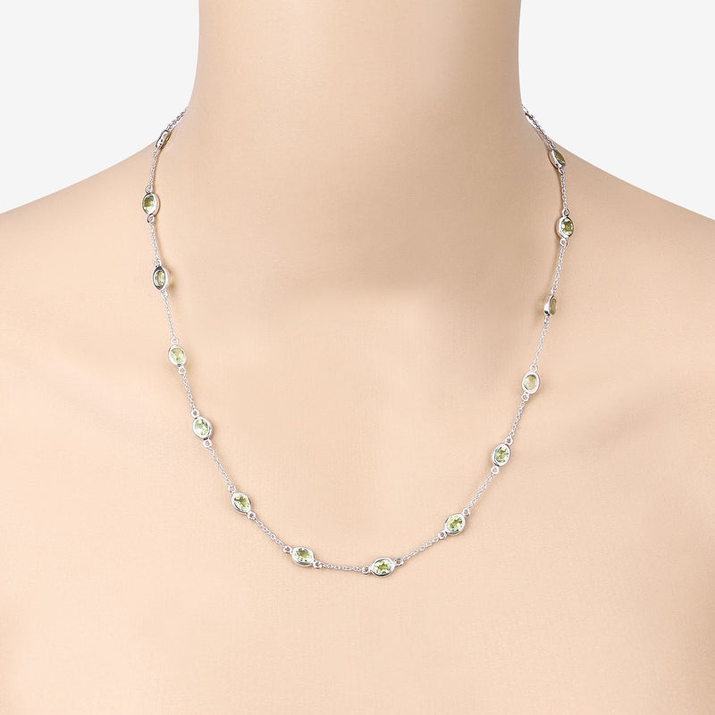 Bids.com 6.30 Carat Genuine Peridot .925 Sterling Silver Necklace Necklaces