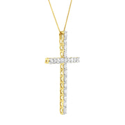 Bids.com 10K Yellow Gold Plated .925 Sterling Silver 4.0 Cttw Round Cut Diamond Cross Pendant Necklace (J-K Color, I1-I2 Clarity) - 18" Necklaces