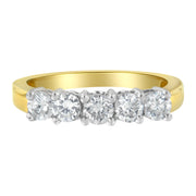 Bids.com 14KT Two Toned Gold 5 Stone Diamond Ring (1 cttw, H-I Color, SI1-SI2 Clarity) Rings