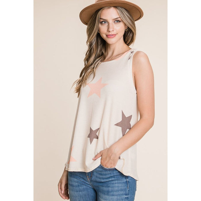 BOMBOM Star Print Round Neck Tank