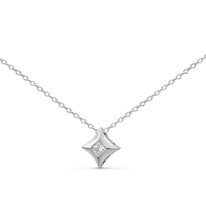 Bids.com 10K Yellow Gold 1/5 Cttw Bezel Set Princess Diamond Kite Shaped Solitaire Pendent Necklace Necklaces