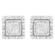 Bids.com 10K White Gold 1/2 cttw Invisible Set Princess-Cut Diamond Square Stud Earring (I-J Color, I1-I2 Clarity) Earrings