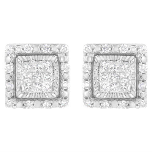 Bids.com 10K White Gold 1/2 cttw Invisible Set Princess-Cut Diamond Square Stud Earring (I-J Color, I1-I2 Clarity) Earrings