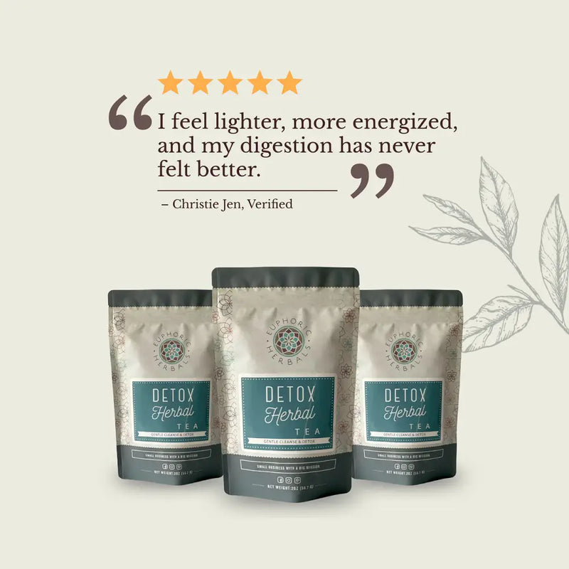 Euphoric Herbals Detox Herbal Tea Herbal Tea Antique White 60 Cup Servings,30 Cup Servings