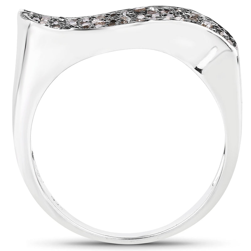 Bids.com 0.21 Carat Genuine Champagne Diamond .925 Sterling Silver Ring Rings