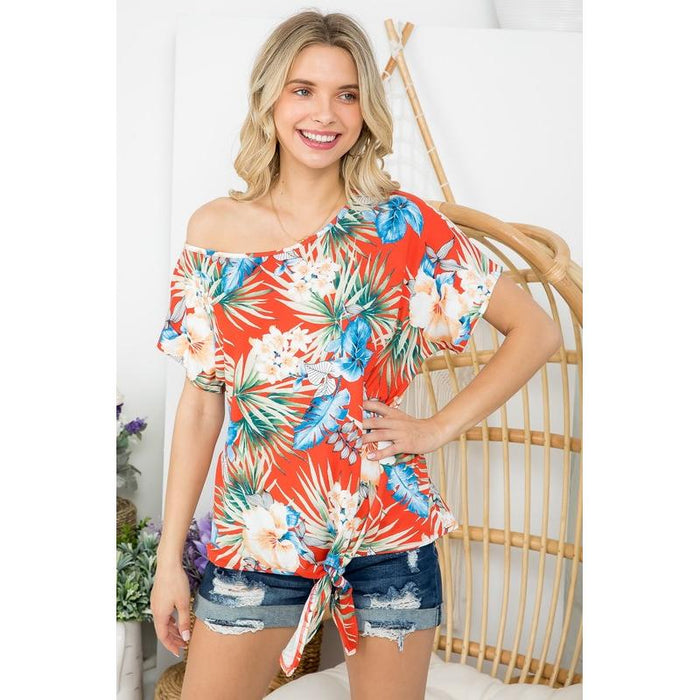 TROPICAL ONESHOULDER TOP