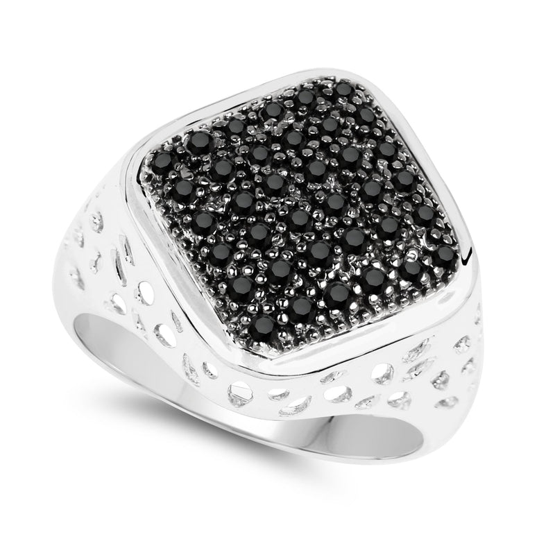 Bids.com 0.54 Carat Genuine Black Diamond .925 Sterling Silver Ring Rings
