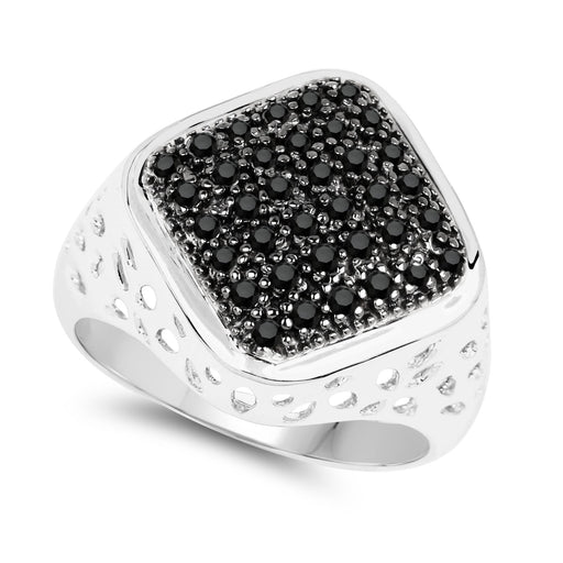 Bids.com 0.54 Carat Genuine Black Diamond .925 Sterling Silver Ring Rings