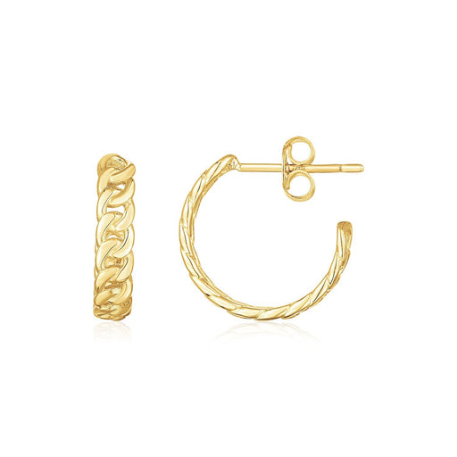 Bids.com 14K Yellow Gold Slender Curb Chain Hoop Earrings Earrings White Smoke Yellow Gold