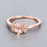 Bids.com 0.46 Carat Genuine Morganite and White Diamond 14K Rose Gold Ring Rings