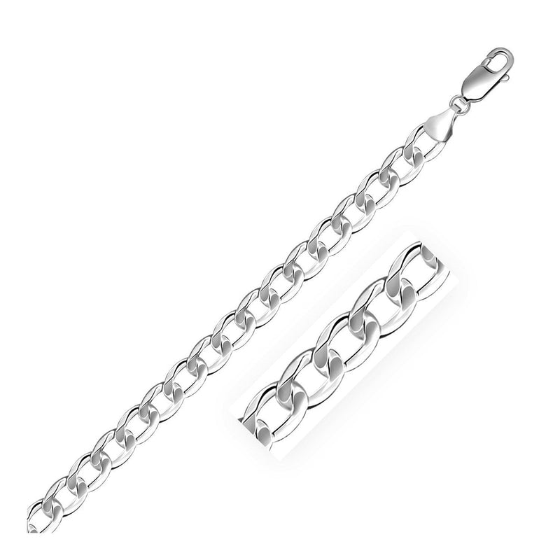 Bids.com Rhodium Plated 7.2mm Sterling Silver Curb Style Bracelet Bracelets