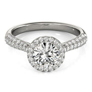 Bids.com 14k White Gold Halo Diamond Engagement Ring with Pave Band (1 1/3 cttw) Rings