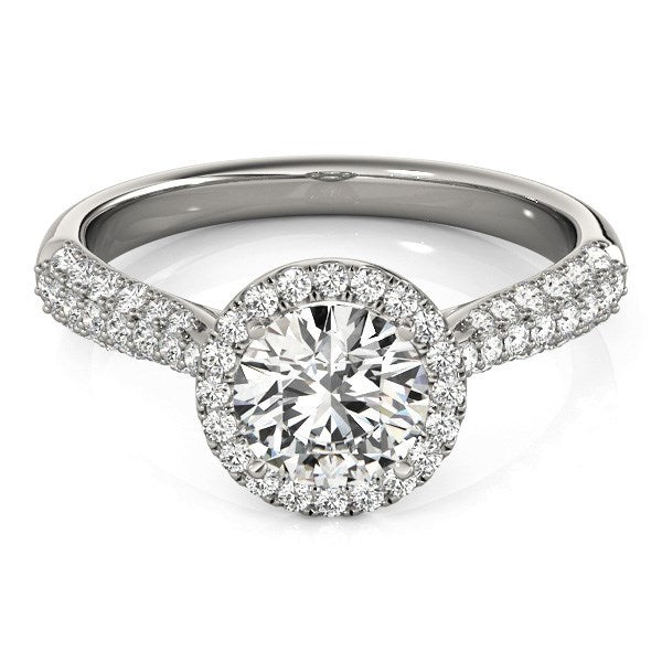 Bids.com 14k White Gold Halo Diamond Engagement Ring with Pave Band (1 1/3 cttw) Rings