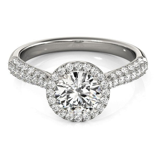 Bids.com 14k White Gold Halo Diamond Engagement Ring with Pave Band (1 1/3 cttw) Rings