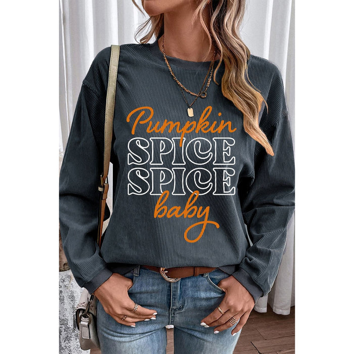 Letter Graphic Round Neck Long Sleeve Sweatshirt