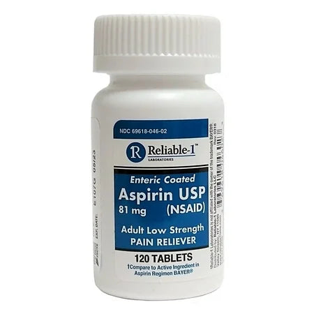 reliabe-1 Aspirin Enteric Coated Adult Low Strength Pain Reliever Tablets 120 Ea. Health Care