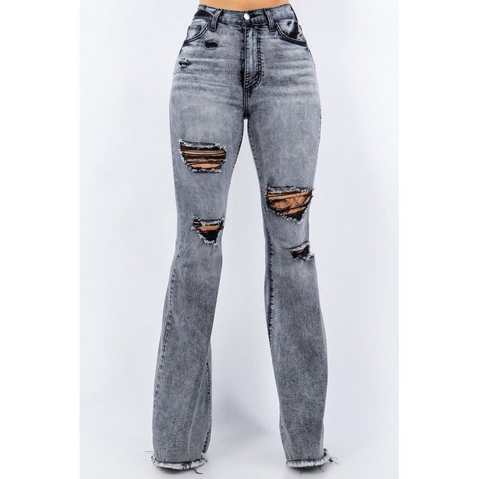 Storm Bell Bottom Jean in Grey