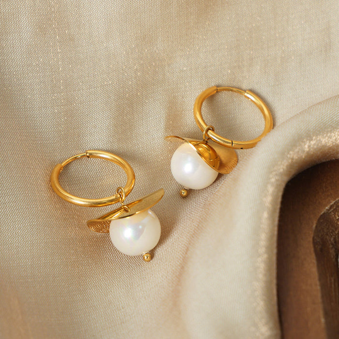 18K Gold-Plated Bead Dangle Earrings