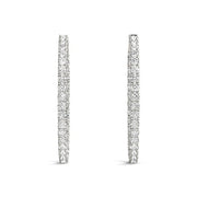 Bids.com Oval Shape Two Sided Diamond Hoop Earrings in 14k White Gold (2 cttw) Earrings