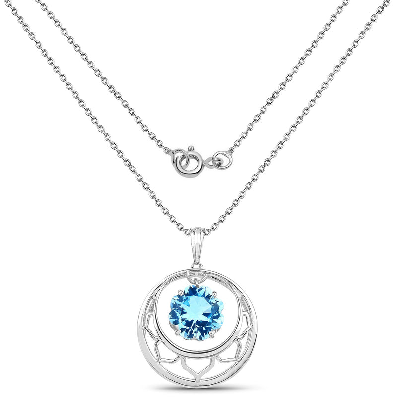 Bids.com 8.75 Carat Genuine Swiss Blue Topaz .925 Sterling Silver Pendant Pendants