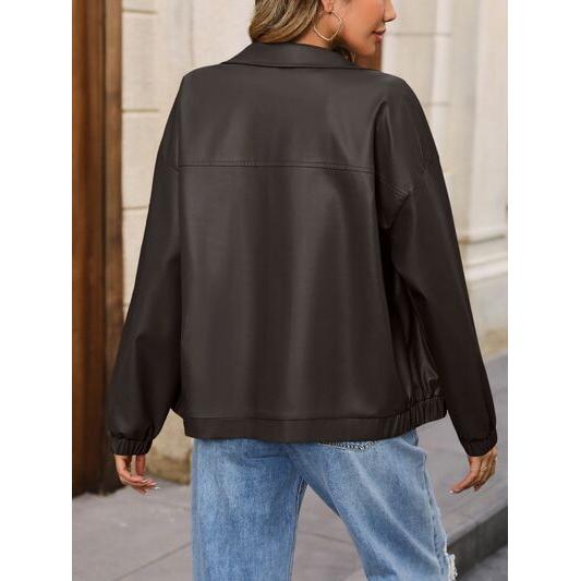 Zip Up Dropped Shoulder Jacket