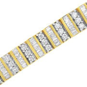 Bids.com 14K Yellow Gold 5.50 Cttw Round and Baguette Diamond Link Bracelet Bracelets