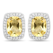 Bids.com 2.81 Carat Genuine Citrine and White Topaz .925 Sterling Silver Earrings Earrings