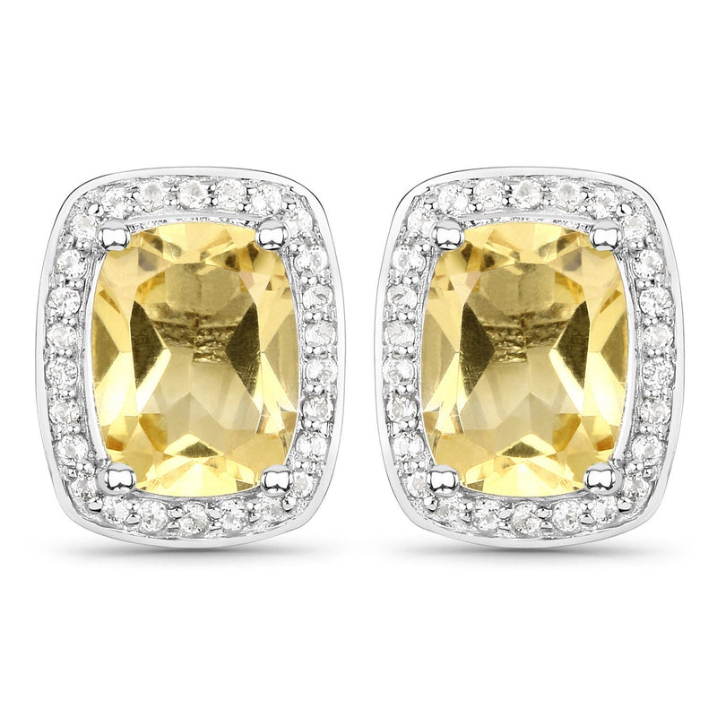 Bids.com 2.81 Carat Genuine Citrine and White Topaz .925 Sterling Silver Earrings Earrings