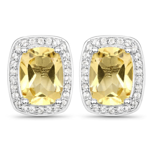 Bids.com 2.81 Carat Genuine Citrine and White Topaz .925 Sterling Silver Earrings Earrings White Smoke