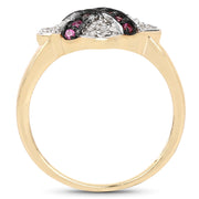Bids.com 14K Yellow Gold Plated 0.57 Carat Genuine Ruby and White Cubic Zirconia .925 Sterling Silver Ring Rings