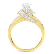 Bids.com 14K Two-Toned Gold Round, Baguette and Princess Cut Diamond Ring (1 1/8 Cttw, H-I Color, SI2-I1 Clarity) - Size 6 Rings