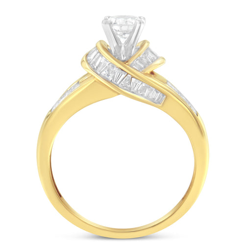 Bids.com 14K Two-Toned Gold Round, Baguette and Princess Cut Diamond Ring (1 1/8 Cttw, H-I Color, SI2-I1 Clarity) - Size 6 Rings