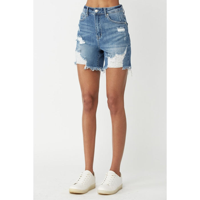 RISEN High Waisted Distressed Denim Shorts