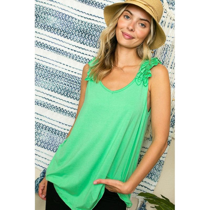 RUFFLED SOLID TANK TOP