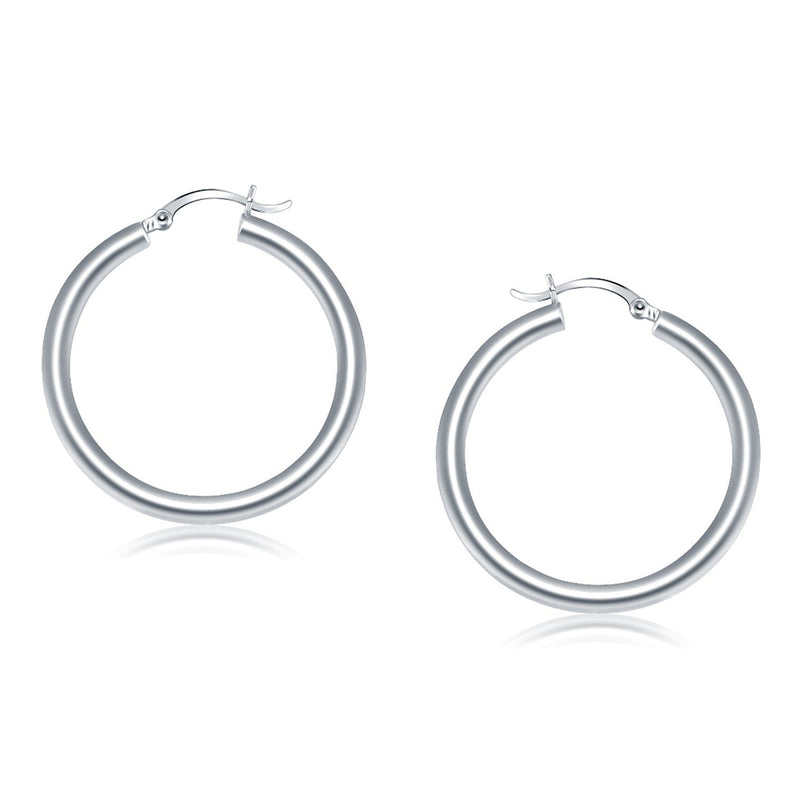 Bids.com 14k White Gold Polished Hoop Earrings (40 mm) Earrings