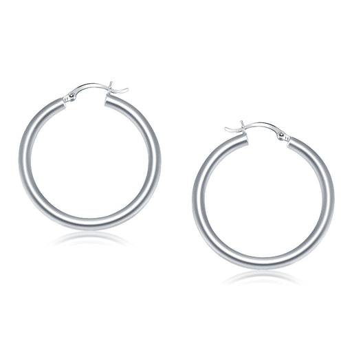 Bids.com 14k White Gold Polished Hoop Earrings (40 mm) Earrings