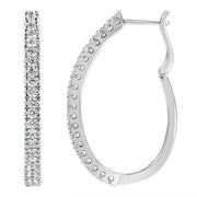 Bids.com 10KT White Gold 1 cttw Diamond Hoop Earrings (I-J Clarity, I2-I3 Color) Earrings