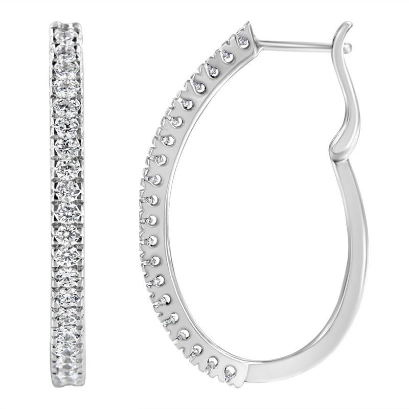 Bids.com 10KT White Gold 1 cttw Diamond Hoop Earrings (I-J Clarity, I2-I3 Color) Earrings