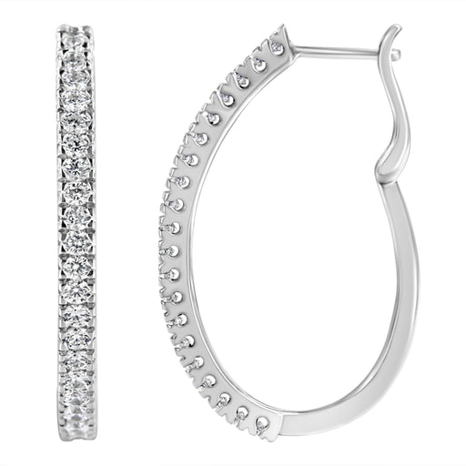 Bids.com 10KT White Gold 1 cttw Diamond Hoop Earrings (I-J Clarity, I2-I3 Color) Earrings