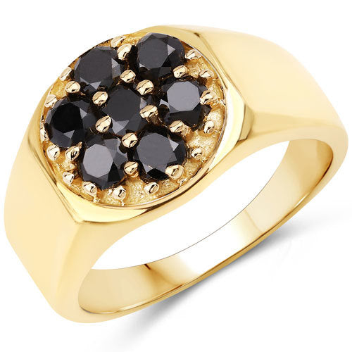 Bids.com 0.91 Carat Genuine Black Diamond .925 Sterling Silver Ring Rings