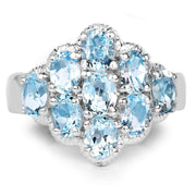 Bids.com 3.24 Carat Genuine Blue Topaz .925 Sterling Silver Ring Rings