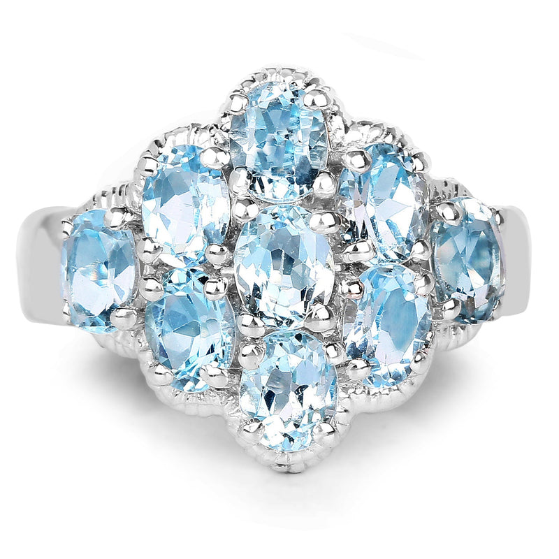 Bids.com 3.24 Carat Genuine Blue Topaz .925 Sterling Silver Ring Rings