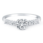 Bids.com 14k White Gold Shared Prong Accent Diamond Engagement Ring Rings