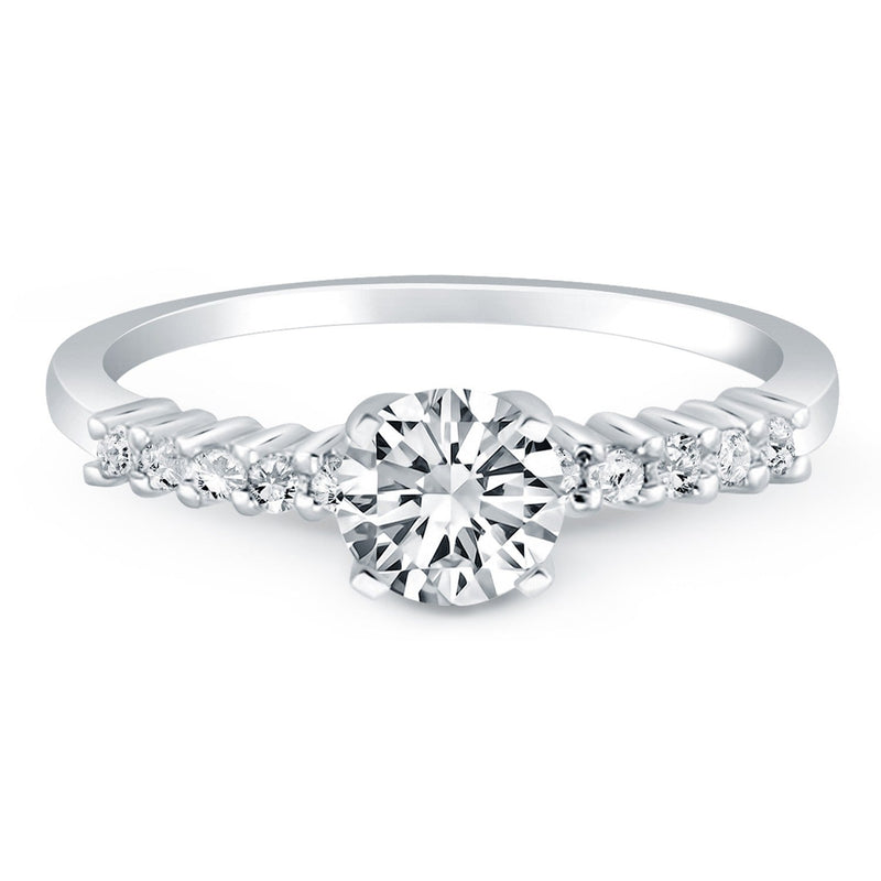 Bids.com 14k White Gold Shared Prong Accent Diamond Engagement Ring Rings