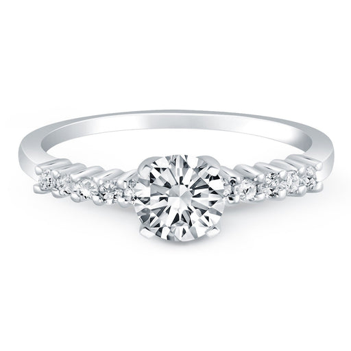 Bids.com 14k White Gold Shared Prong Accent Diamond Engagement Ring Rings